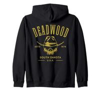 Deadwood South Dakota USA Skull Design Zip Hoodie
