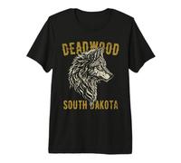 Deadwood South Dakota USA Wolf Distressed Style Design Premium T-Shirt