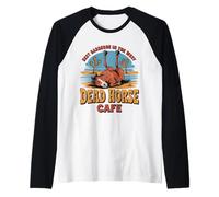 Deae Horse Cafe We Grill It Best Barbeque in The West Raglan Baseball Tee