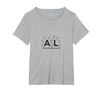 Deaf Awareness: ASL Always Speaking Loudly T-Shirt, Women's Plus, Heather Grey, 1X