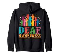 Deaf Awareness ASL Sign Language Hearing Loss Deaf Pride Zip Hoodie