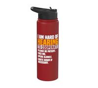 Deaf Awareness Hearing Aid Implant ASL Cooperate Please Stainless Steel Insulated Water Bottle