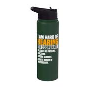 Deaf Awareness Hearing Aid Implant ASL Cooperate Please Stainless Steel Insulated Water Bottle