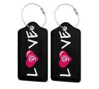 Deaf Awareness Love Heart Luggage Tag for Suitcases PU Leather Baggage Bag Backpack Tags with Privacy ID Label Address Card for Men Women Travel Gift 1 PC