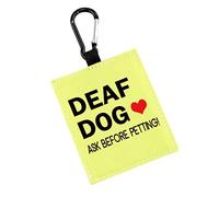 Deaf Dog Ask Before Petting Alert Hang Tags for Dog Nervous Dog Hanging Alert Patches Hanging Tags (Deaf D-og Ask Before Petting -D)