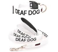 DEAF DOG (Dog Has Limited/No Hearing) White Colour Coded Dog Collar and Padded Lead Set (S-M & 1.8m)
