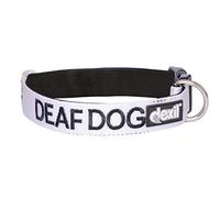 DEAF DOG (Dog Has Limited/No Hearing) White Colour Coded S-M L-XL Dog Collars PREVENTS Accidents By Warning Others Of Your Dog In Advance (L-XL)