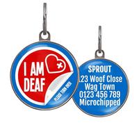 Deaf Dog Tag - Premium Quality I Am Deaf Medical Alert ID Tags for Dogs - Custom Back Info - Pet ID Tag for Deaf or Hearing-Impaired Dogs