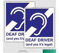 Deaf Driver and Yes It's Legal Self Adhesive Stickers, 75mm by 100mm, Disability Car Sticker, Pack of 2