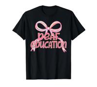 Deaf Education Aesthetic Pink Coquette Bow Y2K Print Value Graphic T-Shirt, Men, Black, S