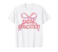 Deaf Education Aesthetic Pink Coquette Bow Y2K Print Value Graphic T-Shirt, Men, White, M