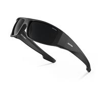 DEAFRAIN Super Dark Lens Polarized Sunglasses for Men Women Wrap Around Sport Traveling Glasses UV400 CAT 4 for Photophobia, Frame: Matte Black / Lens: Black Lens