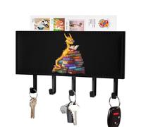Deagon Reading Books Wall Mounted Key Holder Organizer with 5 Hooks Keys Hanger Rack Home Decor
