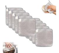 Deaguid 10Pcs Stainless Steel Dish Washing Rags, Non Scratch Reusable Wire Cleaning Cloth for Dish, Double Layer Wire Dishcloth for Kitchen, Sink, Stove Tops (Grey)