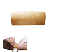 DeaHea Cervical Neck Pillow Roll Natural Bamboo Round Neck Roll Support Stretcher Bolster Shoulder Relaxer for TMJ Pain Relief Stiff Necks Lower Back Knees Cervical Spine Alignment Relieving Stress