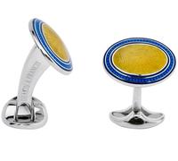 Deakin & Francis Cufflinks Sterling Silver Blue Yellow Enamel - Silver DKF-062