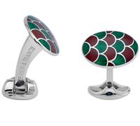 Deakin & Francis Cufflinks Sterling Silver Bright Green Maroon Red Enamel - Silver DKF-072