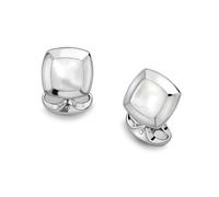 Deakin & Francis Cufflinks Sterling Silver Cushion White Mother of Pearl Inlay - Silver