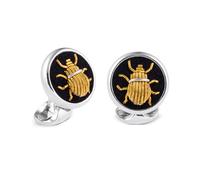 Deakin & Francis Cufflinks Sterling Silver Embroidered Gold Bug - Silver DKF-130
