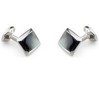 Deakin & Francis Cufflinks Sterling Silver Oblong Grey Mother of Pearl Inlay - Silver
