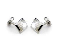 Deakin & Francis Cufflinks Sterling Silver Oblong White Mother of Pearl Inlay - Silver DKF-059