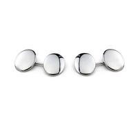 Deakin & Francis Cufflinks Sterling Silver Plain Domed Oval - Silver DKF-042