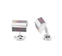 Deakin & Francis Cufflinks Sterling Silver Pyramid Shape With Grey Mother Of Pearl Inlay - Silver DKF-127