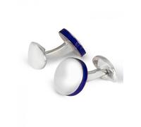 Deakin & Francis Cufflinks Sterling Silver Round Deep Blue Edge - Silver DKF-046