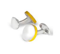 Deakin & Francis Cufflinks Sterling Silver Round Deep Yellow Edge - Silver DKF-048