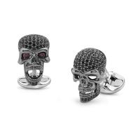 Deakin & Francis Sterling Silver Black Spinel Skull Cufflinks - Silver