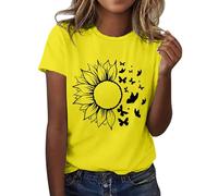 Deal Of The Day Cocila Women's T-shirts Casual Plus Size Loose Blouse Summer Tops for Women UK Girl Short Sleeve Floral Printed Graphic Casual Tees Basic T-Shi Amazon Warehouse Clearance Uk Pallets