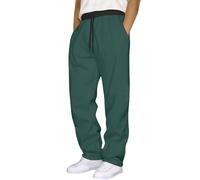 Deal of The Day Prime Today Men’s Summer Trousers Comfortable Loose-Fit Bottom with Pockets Linen Workwear Bottom Elasticated Waist Baggy Combat Trousers Business Home Outdoor Yoga Pants Green