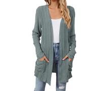 Deal Of The Day Today Sale Cocila Womens Cardigans with Pocket Lightweight Long Sleeve Open Front Cardigans for Women UK American Solid Color Mid Length Knit Coarse Ladies Boyfr Warehouse Clearance