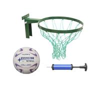 Deal Package Strong Netball Hoop INCLUDES size 5 netball and Pump Robust Hoop made in Britain, Regulation, Green