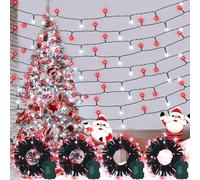 DealBeta 4 Pack Red White Christmas String Lights 16.4Ft 50 LED Wreath Battery Operated Auto Timer 8 Modes Indoor/Outdoor