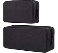 dealcase Canvas Waterproof Universal Electronic Accessories Organizer for Power Bank,Charging Cords,Chargers,Mouse,USB Cable,Earphones and More Out-going, Business Travel Gadget Bag,Black(Small+Big)