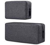 dealcase Electronics Accessories Case, Durable Small Electronics Accessories Storage Bag Compatible Laptop Charger Various USB, Cables, Cords and Power Travel Gadget Carry Bag, Dark Gray(Small+Big)