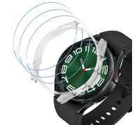 DEALELE [1+3 PACK] Case Compatible with Samsung Galaxy Watch 6 Classic 43mm / 47mm, PC Clear Protective Cover + 9H Ultra-thin Tempered Glass Screen Protector for Women Men, 47mm, Transparent