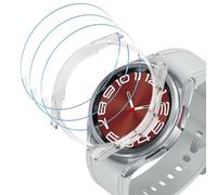 DEALELE [1+3 PACK] Case Compatible with Samsung Galaxy Watch 6 Classic 43mm / 47mm, PC Clear Protective Cover + 9H Ultra-thin Tempered Glass Screen Protector for Women Men, 43mm, Transparent