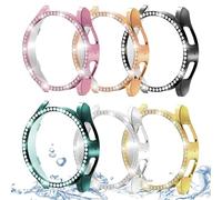 DEALELE 6-PACK Cases Compatible with Samsung Galaxy Watch 7 40mm / 44mm, Bling Rhinestone Diamond Protective Case Replacement Watch Cover for Women Men, 40mm, Black+Silver+Rosegold+Pink+Gold+Green
