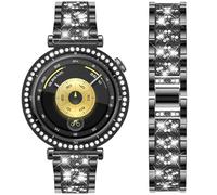 DEALELE Bands and Case Compatible with Huawei Watch GT 5 / GT 4 41mm, 18mm Bling Rhinestone Diamond Metal Bracelet with Shiny Protective Case Cover Replacement for GT5 / GT4 Watch 41mm Women, Black
