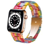 DEALELE Bands Compatible with Apple Watch 42mm 41mm 40mm 38mm, Colorful Resin Replacement Strap for iWatch Series 10/9 / 8/7 / SE / 6/5 / 4/3 Women Men, Rainbow