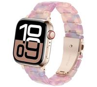 DEALELE Bands Compatible with Apple Watch 49mm 46mm 45mm 44mm 42mm, Colorful Resin Replacement Strap for iWatch Series 10/9 / 8/7 / 6/5 / 4/3 / Ultra/SE Women Men, Dream pink