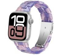 DEALELE Bands Compatible with Apple Watch 49mm 46mm 45mm 44mm 42mm, Colorful Resin Replacement Strap for iWatch Series 10/9 / 8/7 / 6/5 / 4/3 / Ultra/SE Women Men, Purple pink flower