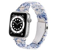 DEALELE Bands Compatible with Apple Watch 49mm 46mm 45mm 44mm 42mm, Colorful Resin Replacement Strap for iWatch Series 10/9 / 8/7 / 6/5 / 4/3 / Ultra/SE Women Men, Blue and White porcelain
