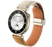 DEALELE Bands Compatible with Huawei Watch GT4 41mm / Garmin Venu 3S / Forerunner 265S / 255S / Fossil Women's Gen 6, 18mm Colored Genuine Leather Replacement Strap for Women Men, Milk white/brown