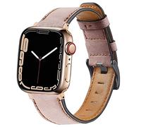 DEALELE Bands Compatible with iWatch 42mm 44mm 45mm 49mm, Soft Retro Leather Replacement Strap for Apple Watch Series 8 / 7 / 6 / 5 / 4 / 3 / SE / Ultra Women Men, Pink