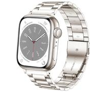 DEALELE Bands Compatible with iWatch 42mm 44mm 45mm 49mm, Solid Stainless Steel Metal Strap Replacement for Apple Watch Series 8 / Ultra / 7 / SE / 6/5 / 4/3 Women Men, Starlight