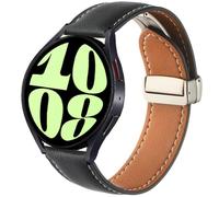 DEALELE Bands Compatible with Samsung Galaxy Watch 6 / 6 Classic / 5 / 5 Pro / 4 / 4 Classic / Galaxy 3 41mm, 20mm Colored Genuine Leather Strap for Huawei GT3 42mm / GT2 42mm, Black