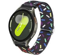 DEALELE Bands Compatible with Samsung Galaxy Watch 7 / FE / 6/6 Classic / 5/5 Pro / 4/4 Classic / 3 41mm, 20mm Rainbow-dot Elastic Nylon Loop Replacement Strap for Huawei GT3 42mm, Black